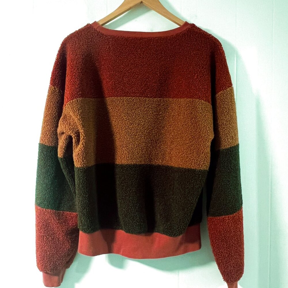 Hem & Thread Color Block Sherpa Fleece Pullover Sweater Small - Picture 4 of 8